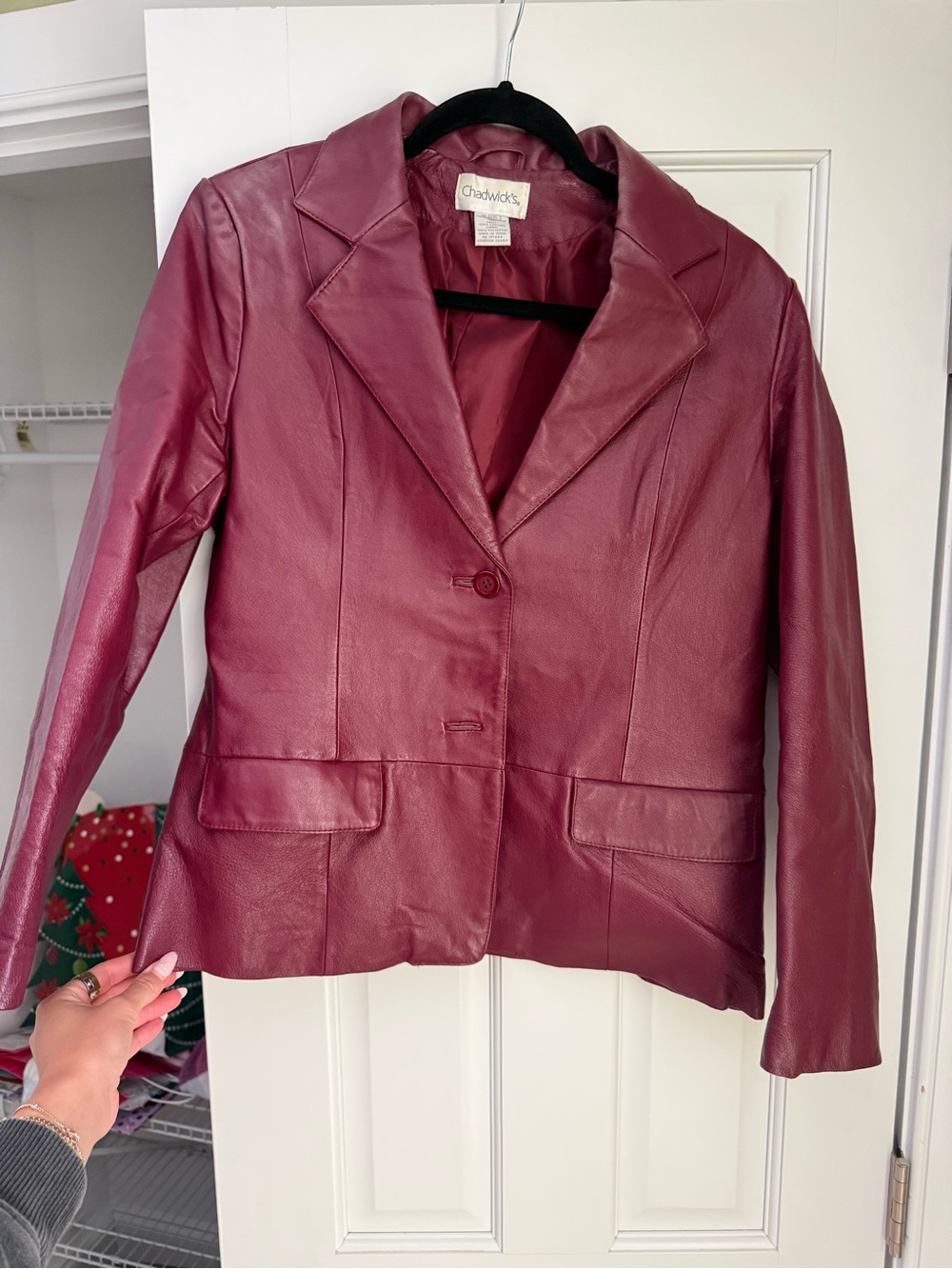 Chadwicks Women's Maroon Leather Blazer